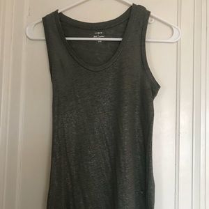 J.Crew Linen Green Shimmer Tank